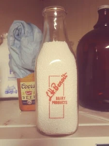 L.H. Benoit Springfield Massachusetts orange pyro milk bottle - Picture 1 of 3