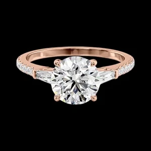 Diamond Wedding Ring Certified IGI GIA Lab Grown 1.45 Ct Round Cut 14K Rose Gold - Picture 1 of 10