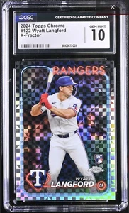 2024 Topps Chrome Wyatt Langford X-Fractor RC Graded CGC Gem Mint 10 Rangers - Picture 1 of 2