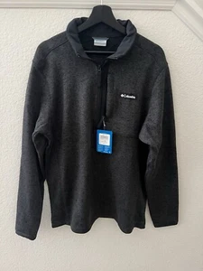 Columbia Mens Half Zip Jacket Sweater Weather Large Black Grey Pull Over (I) - Picture 1 of 6