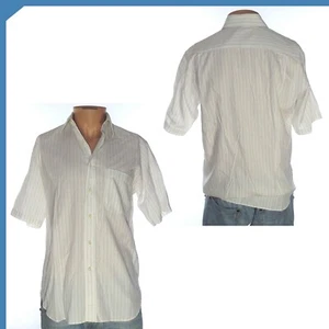 Ingram Camicia Uomo A Manica Corta Taglia S 100% Cotone Bianco Righe Regular - Foto 1 di 14