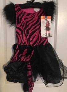 Zebra Halloween Costume Witch Dress Up Girls Sz Small 4-6X hat Pink black NWT - Picture 1 of 5