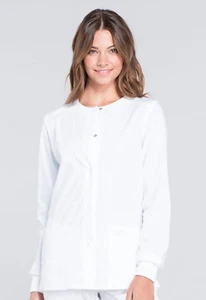 Chaqueta Médica Cherokee Blanca Ropa de Trabajo Profesionales Frontal a Presión WW340 BLANCA - Imagen 1 de 5