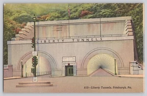 The Liberty Tunnels Pennsylvania Turnpike Leinen Postkarte - Bild 1 von 2