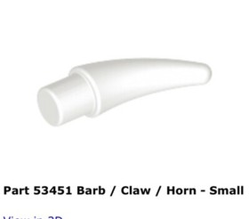 Lego 1x 53451 White Barb / Claw / Horn - Small 10236 Ewok Village
