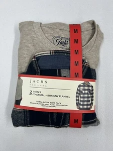 Jachs Men’s Flannel + Thermal 2-pack, Blue/Paige, Size M - Picture 1 of 4