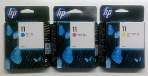 3 x Original HP 11 Druckerpatronen cyan magenta gelb C4836A C4837A C4838A o.V. - Bild 1 von 3