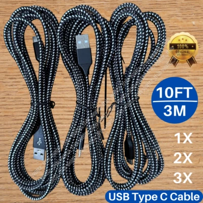 1-3Pack 10ft USBC Fast Charger Cable For Samsung LG Android Type C Charging Cord - Image 1 of 4