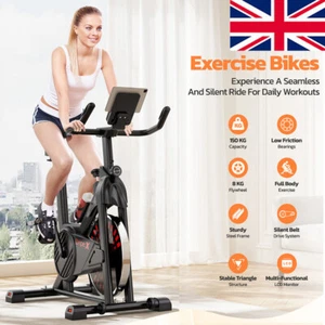 Indoor Cycling Exercise Bike Adjustable Stationary Fitness Spinning Bicycle UK - Picture 1 of 9