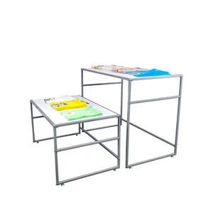 2-Piece Set White Nesting Display Tables 41x24x33 & 39x23x20 Durable Steel Frame - Picture 1 of 12