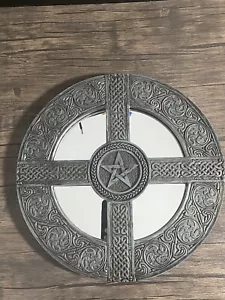 Pentagram Celtic Wall Art Mirror Sculpture Hanging Pentacle Knotwork New Age - Picture 1 of 12