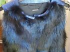 Elie Tahari Shelby Fur Coat Blue Fox Metallic Leather Vest Jacket Gilet $1398 L