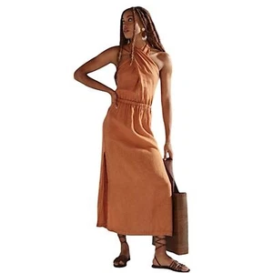 Maxi Vestido Anthropologie Cloth & Stone Lino Soporte Cruzado Talla XS - Imagen 1 de 13