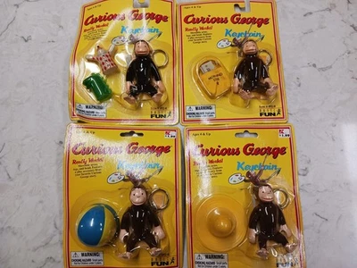 Curious George Adventures Keychain Basic Fun Set of 4 NEW - Image 1 of 4