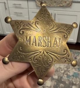 Massives Messing Marschall Stern filigranes Abzeichen Reproduktion Western Wilder Westen 3" Abzeichen - Bild 1 von 13