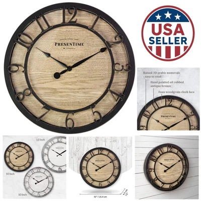 10" Coastal Vintage Wall Clock - Beautifully Hand-Painted with Silent Quartz - Image 1 of 4