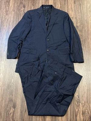 Canali Classic Wool Suit Color PinNavy Blue Size 52 EU (42 US)* READ MORE - Image 1 of 4