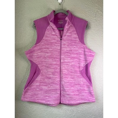 Tek Gear 抓绒背心全拉链无袖口袋运动服粉色 XL — 第 1/3 张图片