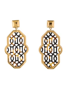 Tory Burch Ohrhänger W1215 Chantal perforiert goldfarben Schildpatt - Bild 1 von 5