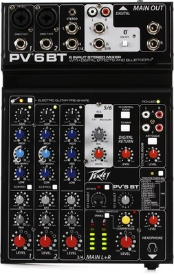 Peavey PV 6 BT Mixer with Bluetooth and Effects - Image 1 of 4