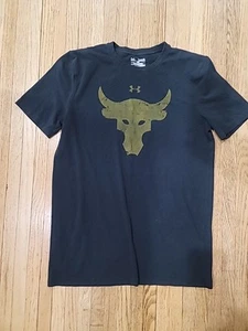 Under Armour Project Rock Shirt Youth XL Black Fits Men S Blood Sweat Respect - Picture 1 of 2