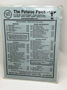 Menu From Your Favorite Restaurant THE POTATOE PATCH FM 1960 Houston Potato - Picture 1 of 5