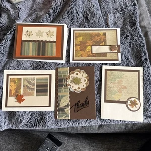 Handmade Autumn/Fall/Thanksgiving Note Cards 5-Variety Blank Inside-w/ envelopes - Picture 1 of 7
