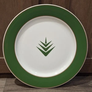 Royale Rego Porzellan 12 1/3" Ladegerät Hackteller weiß grüner Rand Baum Pflanze - Bild 1 von 12