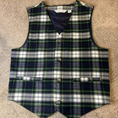 Janie And Jack Boys Size 10 Blue Plaid Holiday Suit Vest Dressy Photos  - Image 1 of 4