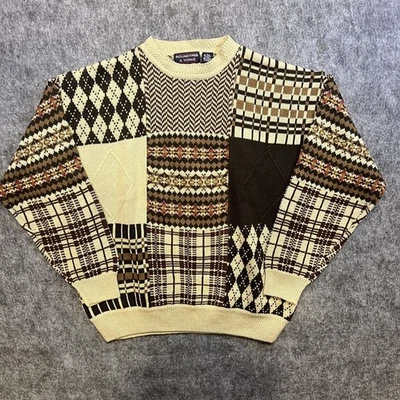 Suéter Vintage Roundtree & Yorke Para Hombre L 3D Estilo Coogi Años 90 Cosby Tonos Tierra Foto 1 de 4