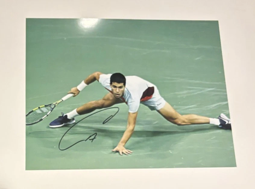 Foto 8x10 firmada autografiada estrella tenis campeón US OPEN Carlos Alcaraz US OPEN Foto 1 de 1