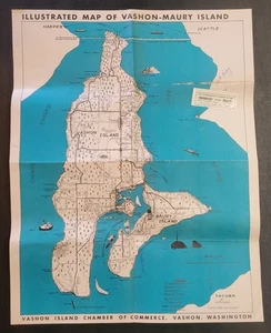 Mapa de colección - Vashon-Maury Island - Washington - 17 x 22 - 1958 - Billingsley - Imagen 1 de 10