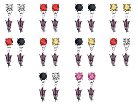 Arizona State Devils 2 Crystal Earrings Stud Post Dangle - Mix & Match Colors Cover