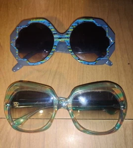 Pair Vintage Multi Colored Adult Beautiful Vintage SunGlasses 1990s Hip Hop Look - Picture 1 of 8