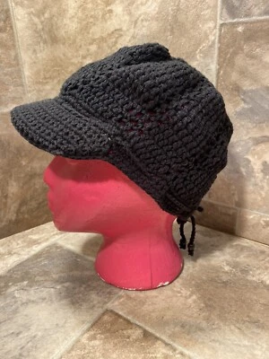 Route 66 Black Knitted Hat with Brim Preowned - Image 1 of 4