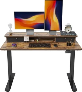 48'' x 24'' Height Adjustable Electric Standing Desk with Double Drawer - Picture 1 of 9