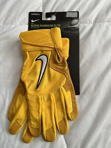 Nike Alpha Huarache Elite Batting Gloves Baseball Yellow CV0720 Mens Size L.  XX