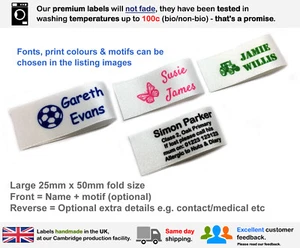 16 etiquetas de nombre tejidas etiquetas de nombre cosidas antiguas identidad escuela niños uniforme - Imagen 1 de 7