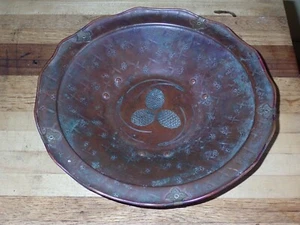 Signed Antique Chinese Mixed Metal Footed Charger Bronze & Sterling Silver Bowl - Picture 1 of 4