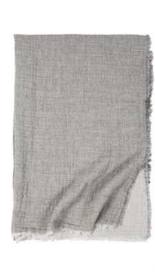 NUEVO $184 Pom Pom En Casa Lino Hermosa Gran Tamaño Tiro Gris Crema 60" x 90" Foto 1 de 4