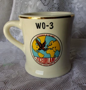 WO-3 TAZA DE CAFÉ FICEURLANT DEPARTAMENTO DE LA MARINA * 14 OZ * BORDE DORADO * - Imagen 1 de 6