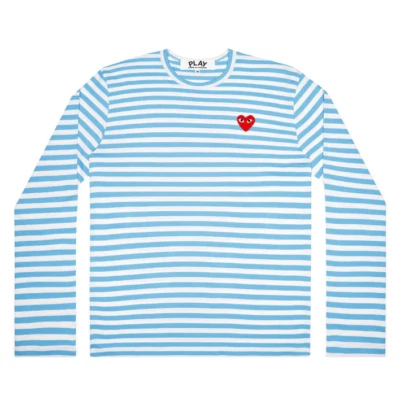 Новый с Ярлыками CDG Comme Des Garcons играть полоски длинным рукавом футболка синий мужской M-Японии сделано - Изображение 1 из 4