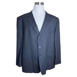 Versini Men’s 52R Black Pinstriped Wool 3 Button Notch Blazer Very Good - Picture 1 of 8