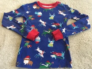 Children’s Place Boys Blue Red Reindeer Santa Dogs Long Sleeve Pajama Shirt 8 - Picture 1 of 7