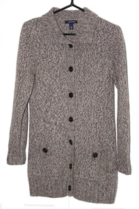 Lands' End Brown Lambswool Angora Cashmere Long Cardigan Sweater Size 6 8 S/P - Picture 1 of 22