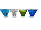 Set of 4 Anthropologie Hand Blown Glass Bubble Stemless Martini Cocktail Glasses