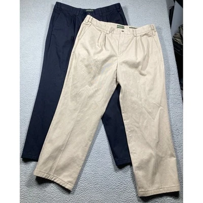 Eddie Bauer Pants Mens 42x31 Black Tan Wrinkle Resistant Relaxed Chino Lot of 2 - Image 1 of 4