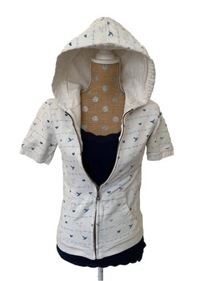 Moletom com capuz Aeropostale feminino vintage médio zíper completo logotipo jaqueta Y2K corações - Imagem 1 de 4