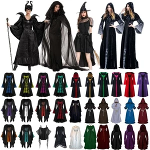 Halloween Ladies Medieval Gothic Witch Renaissance Dress Adult Cosplay Costumes - Picture 1 of 20