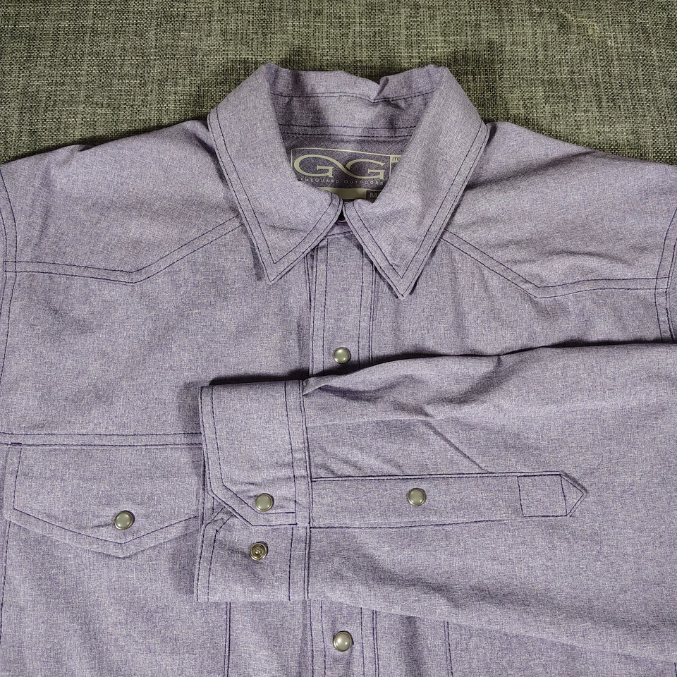 GameGuard 1062 Shirt Mens MED Purple Pearl Snap Western Outdoor Fishing Vented - Image 1 of 4